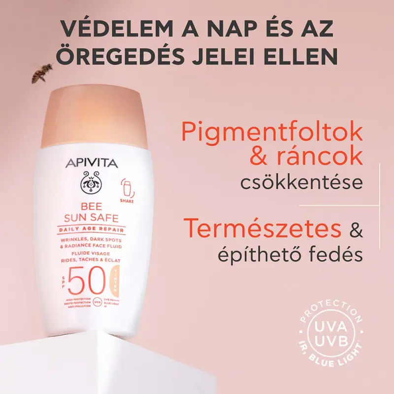 BEE SUN SAFE Daily Age Repair Színezett arckrém ráncok és pigmentfoltok ellen SPF50 (50 ml)