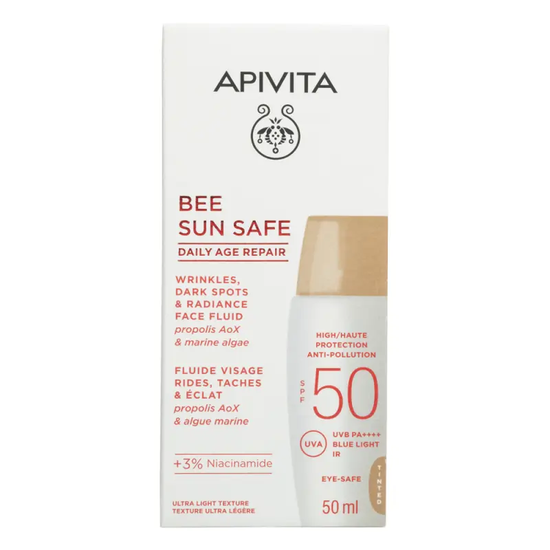BEE SUN SAFE Daily Age Repair Színezett arckrém ráncok és pigmentfoltok ellen SPF50 (50 ml)