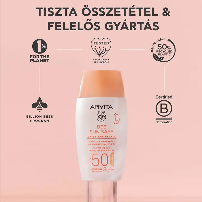 BEE SUN SAFE Daily Age Repair Színezett arckrém ráncok és pigmentfoltok ellen SPF50 (50 ml)