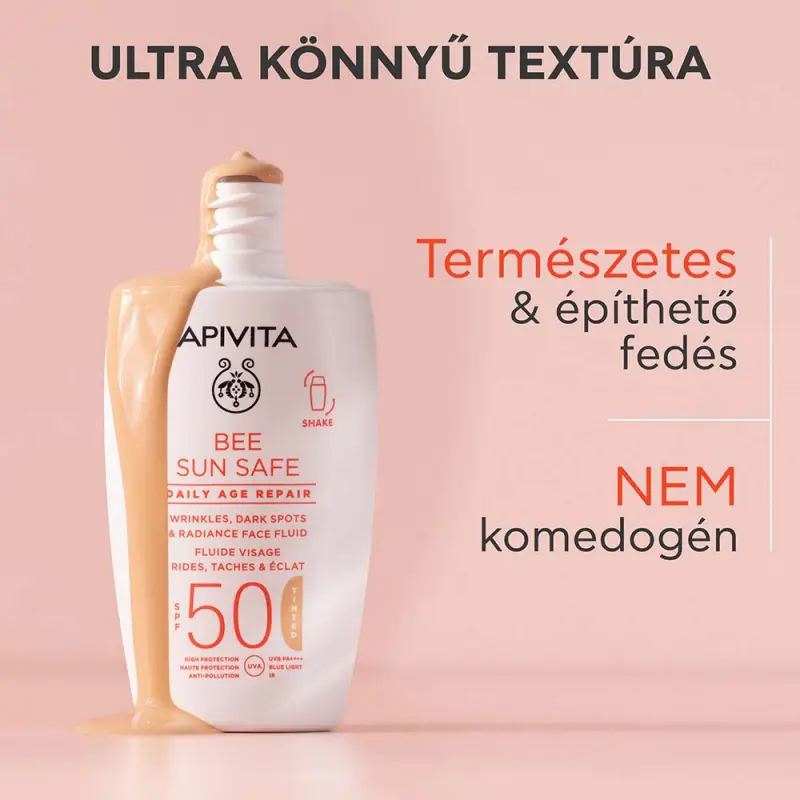 BEE SUN SAFE Daily Age Repair Színezett arckrém ráncok és pigmentfoltok ellen SPF50 (50 ml)