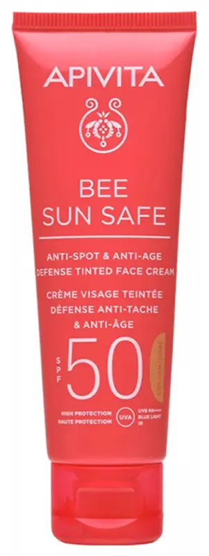 APIVITA BEE SUN SAFE Színezett arckrém ráncok és pigmentfoltok ellen SPF50 (50 ml) - Lejárat: 2026.11. APIVITA BEE SUN SAFE Színezett arckrém ráncok és pigmentfoltok ellen SPF50 (50 ml) - Lejárat: 2026.11.