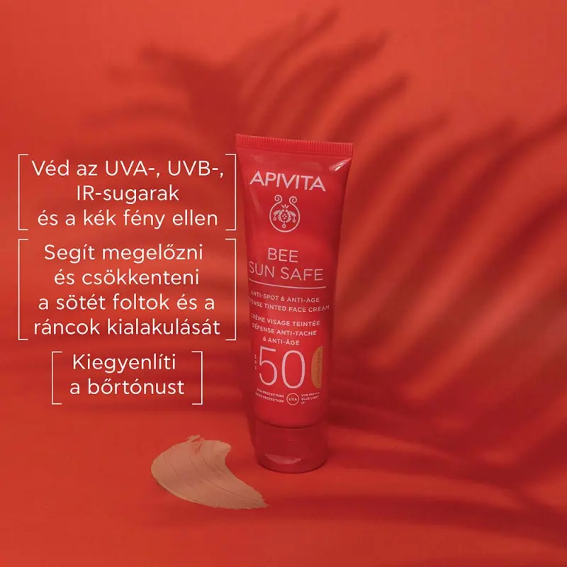 BEE SUN SAFE Színezett arckrém ráncok és pigmentfoltok ellen SPF50 (50 ml) - Lejárat: 2026.11.