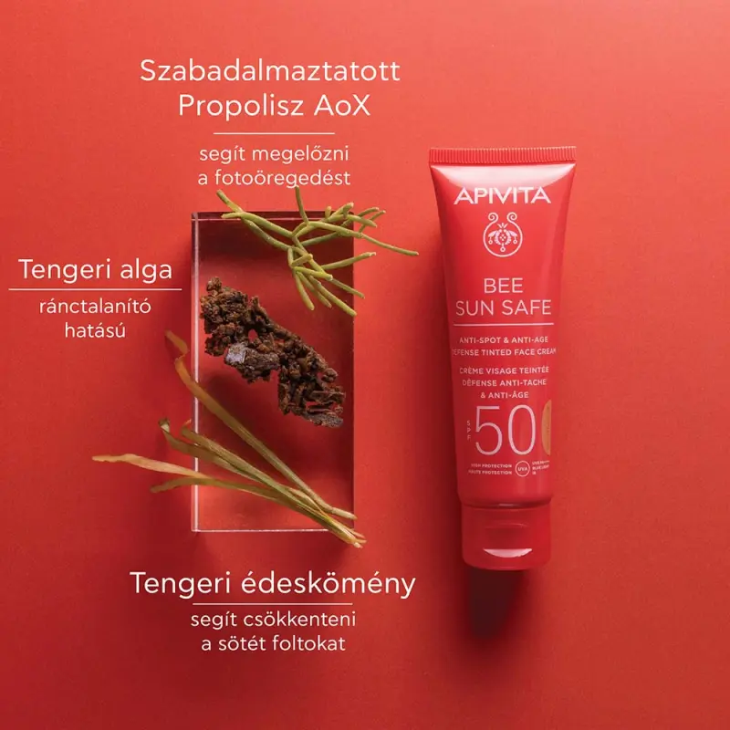 BEE SUN SAFE Színezett arckrém ráncok és pigmentfoltok ellen SPF50 (50 ml) - Lejárat: 2026.11.