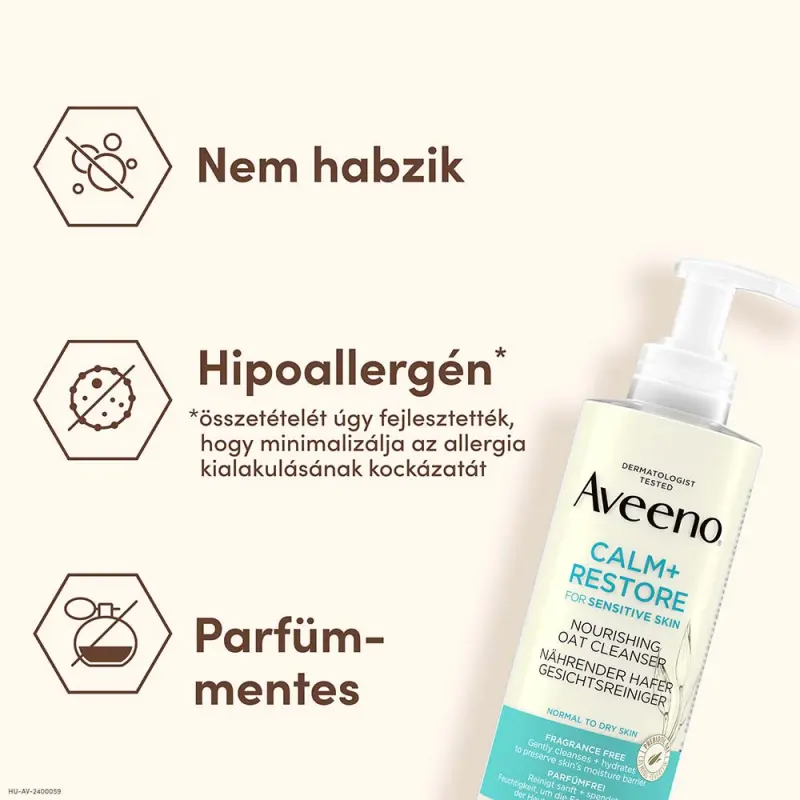 Calm+ Restore Tápláló arctisztító zabbal 200 ml