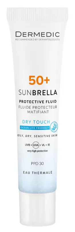 DERMEDIC Sunbrella DRY TOUCH Fényvédő fluid MATT hatással SPF 50+ és PPD 30 (40 ml) DERMEDIC Sunbrella DRY TOUCH Fényvédő fluid MATT hatással SPF 50+ és PPD 30 (40 ml)