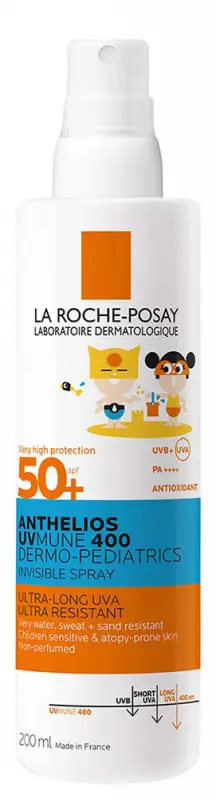 LA ROCHE-POSAY Anthelios UVMUNE 400 Dermo-Pediatrics Napvédő spray SPF 50+ gyerekeknek 200 ml LA ROCHE-POSAY Anthelios UVMUNE 400 Dermo-Pediatrics Napvédő spray SPF 50+ gyerekeknek 200 ml