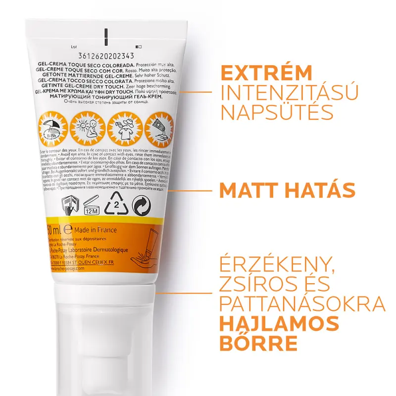 Anthelios Oil Control UVMUNE400 színezett gél-krém arcra SPF 50+ (50 ml)