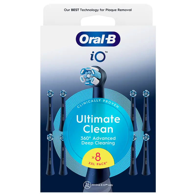 ORAL-B iO Ultimate Clean Pótfej Fekete XXL Pack 8 db ORAL-B iO Ultimate Clean Pótfej Fekete XXL Pack 8 db
