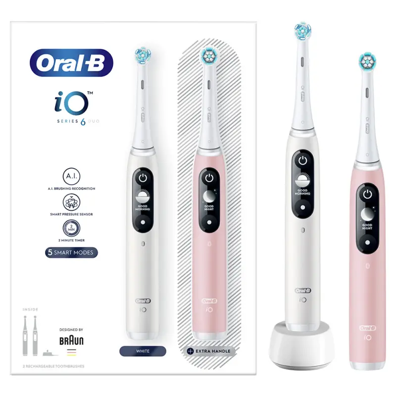 iO6 Elektromos Fogkefe DUOPACK White + Pink
