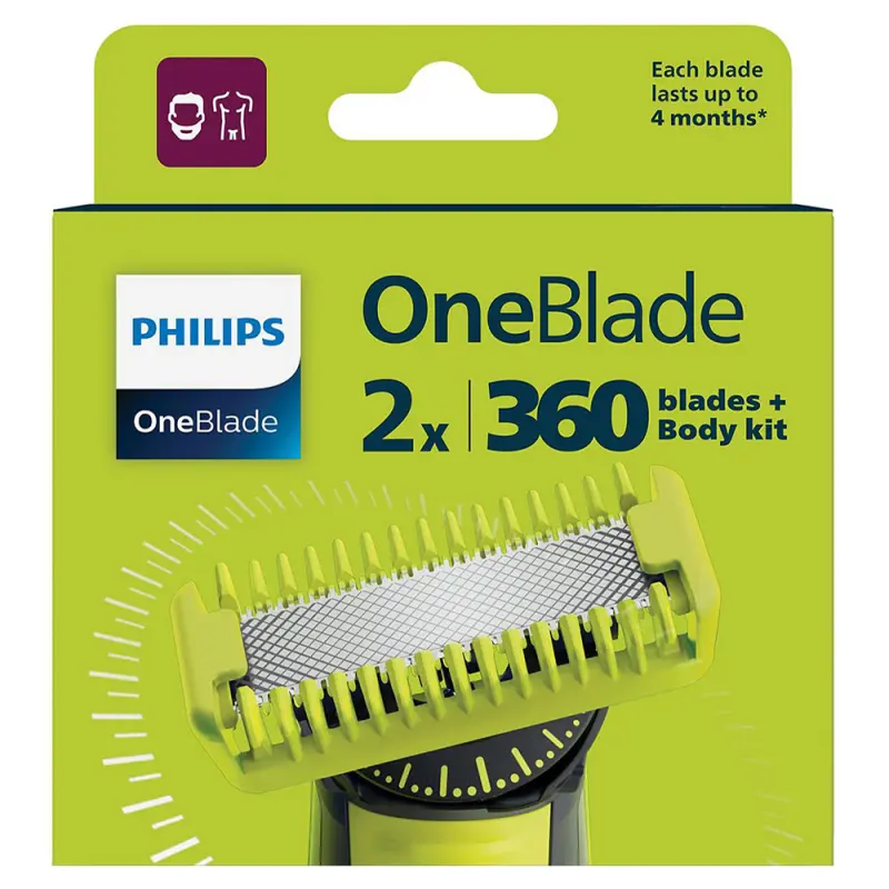 PHILIPS OneBlade Face+Body QP624/50 csere penge 2 db + testszőrnyíró készlet PHILIPS OneBlade Face+Body QP624/50 csere penge 2 db + testszőrnyíró készlet
