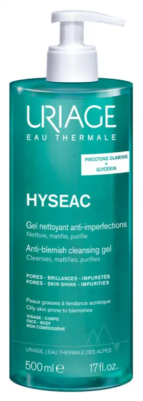 Uriage HYSÉAC habzó tisztító gél zsíros bőrre 500 ml Uriage HYSÉAC habzó tisztító gél zsíros bőrre 500 ml