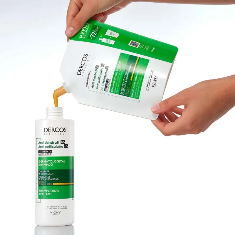 Dercos Korpásodás elleni sampon száraz hajra utántöltő 390 ml
