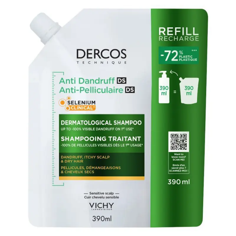 VICHY Dercos Korpásodás elleni sampon száraz hajra utántöltő 390 ml VICHY Dercos Korpásodás elleni sampon száraz hajra utántöltő 390 ml