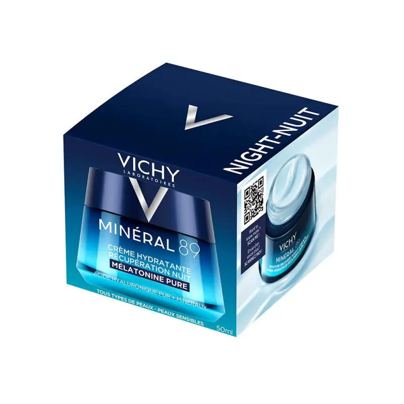 Minéral 89 éjszakai krém a hidratáltság regenerálásáért tiszta melatoninnal 50 ml