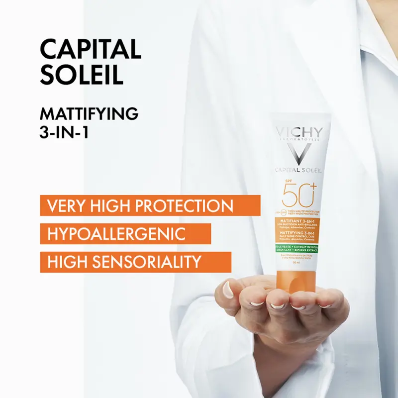 Capital Soleil Mattító 3in1 napvédő krém SPF50+ (50 ml)